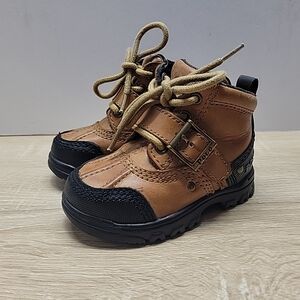 Polo Ralph Lauren Leather Tyrek Brown Lace Up Toddler Boots Size 5